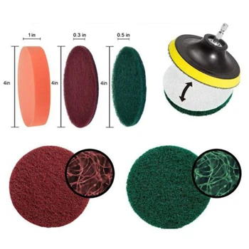 

Kit Drill Brush Scrubber Cleaner Car Wall Nylon Bristles Sink Scouring Pads