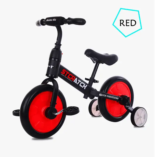 Doki Toy Kids Balance Bike Ultralight Kids Riding Bicycle for 1- 5 Years Baby Walker Scooter Auxiliary wheel No-Pedal Learn 4