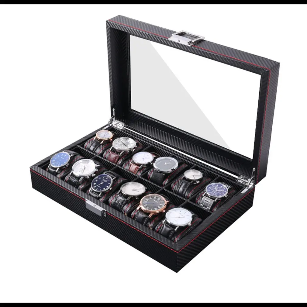 

12-bit Watch Storage Box Luxury Version Of Carbon Fiber 12 Pack Pu Watch Box New Trendy Dropshipping