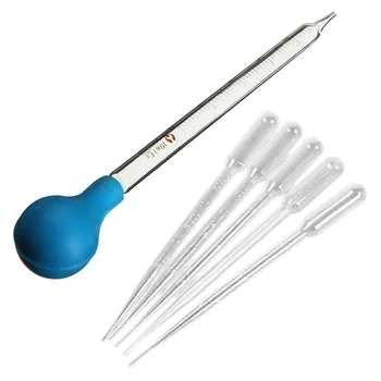 

10pcs 3ML Disposable Plastic Eye Dropper Set Transfer Graduated Pipettes & 10ml Rubber Head Glass Dropper Glass Pipette Lab Drop
