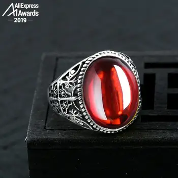 

12*16mm 6.18 Sale S925 Sterling Silver Australia Ruby Rings good taste Rings handicraft Gemstone Retro Chalcedony