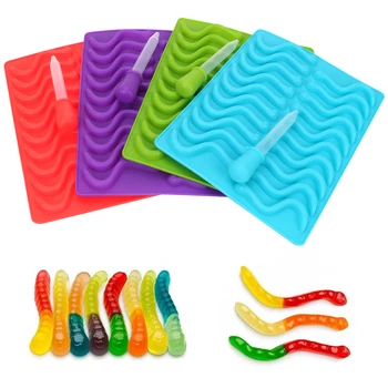 

20 Cavity Sugar Candy Jelly Molds Ice Tube Tray Mold Baking Chocolate Mold Silicone Gummy Snake Worms