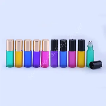 

24PCS 5ML Frosted Glass Roll on Bottles Aromatherapy Roller Bottles for Essential Oils Colors Parfum Containers Travel Bottles