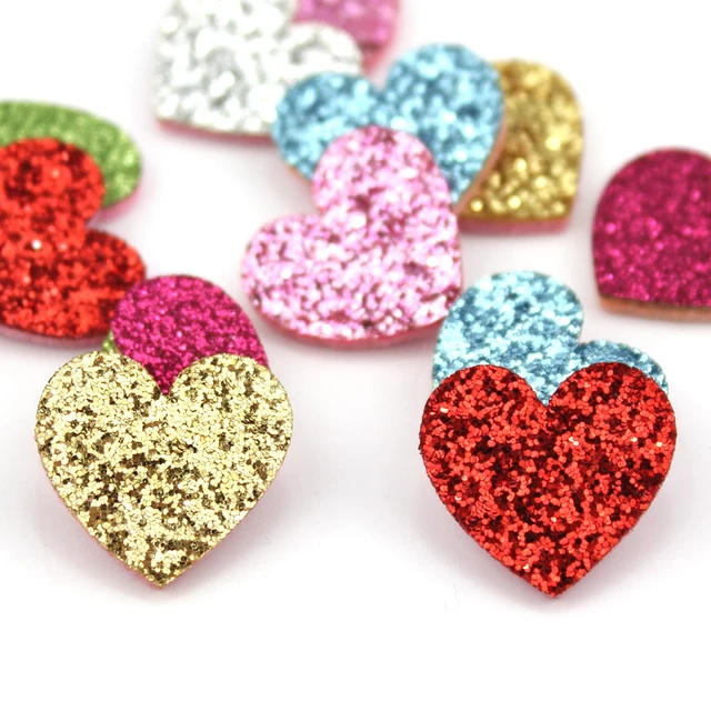 10pcs Big Sequined Heart Patch Iron On Glitter Stickers For Sweaters Dress  Shirts DIY Sewing Fabric