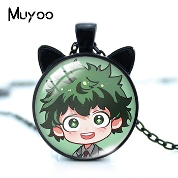 

2020 New My Hero Academia Characters Cartoon Anime Glass Dome Black Cats Ears Pendant Necklace Handmade Jewelry Necklace