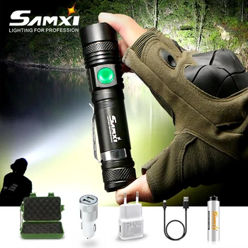 

T6/L2/V6 LED Flashlight Lamp Beads Zoomable Torch Rechargeable USB led Tactical Flashlights Waterproof linterna With 18650