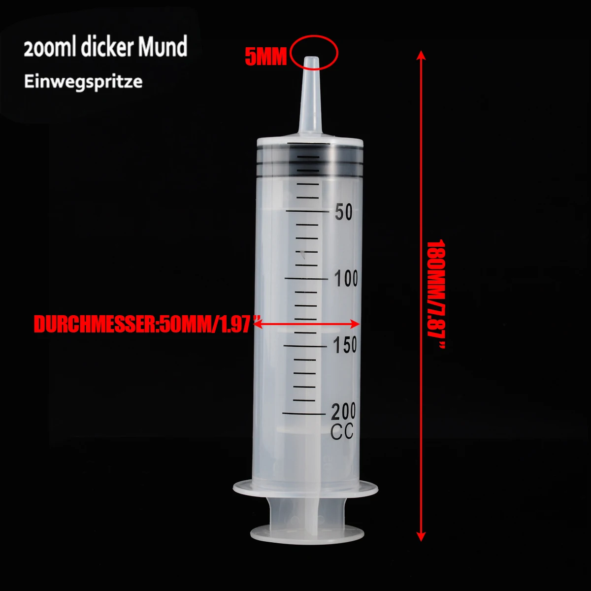 200ml Large Capacity Plastic Syringe Reusable Pump Oil Measuring with 1m Silicone Clear Tube Practical Feeding Accessories