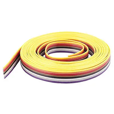 

10ft 8 Pin Conductor Rainbow Color IDC Flat Ribbon Cable 1.27mm for DIY