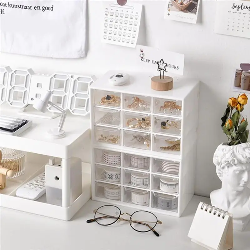 

9 Grids Desktop Storage Box Jewelry Drawer Pearl Beads Storage Boxes Plastic Cosmetic Earrings Makeup Container Organizer Table