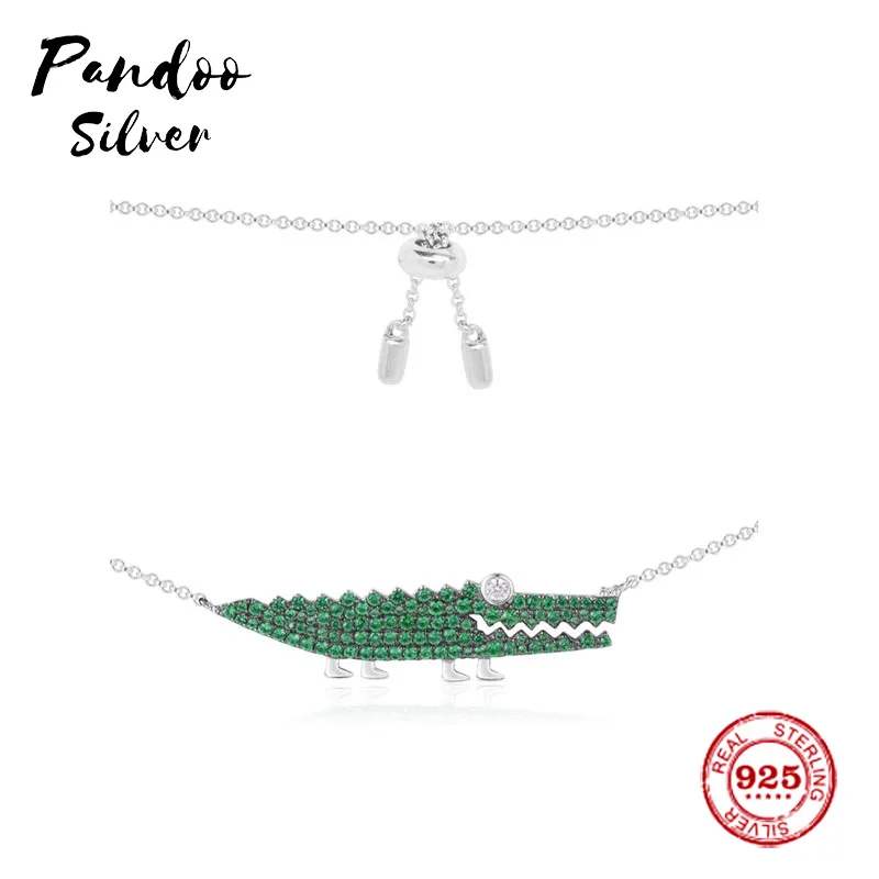 

Fashion Charm Sterling Silver Copy 1:1 Copy,AdjustableSilver Green Croco Necklace Women Monaco Jewelry Gift With Logo