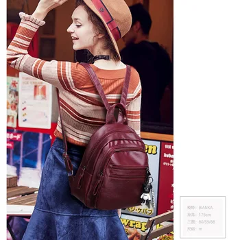 

2019 New Women's Backpack Korean Style Soft Leather PU Casual Student Backpack Women's