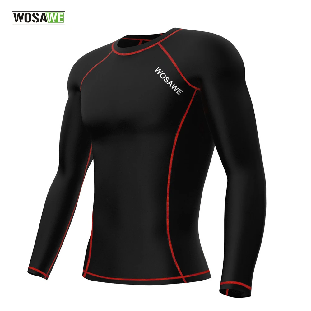 

WOSAWE Mens Cycling Jersey Long Sleeve Undershirt base layer Sweatshirt Bicycle Bike Running Jersey Breathable Skin Tight