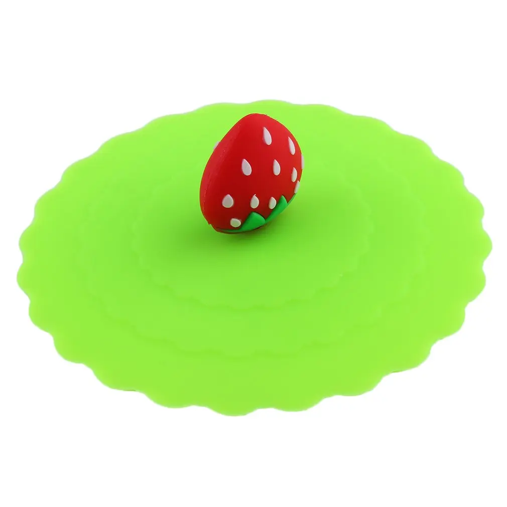 

3 Colors Anti-dust Silicone Glass Cup Cover Coffee Mug Suction Seal Lid Cap Silicone Lemon strawberry Bowknot Cup Cover Sale