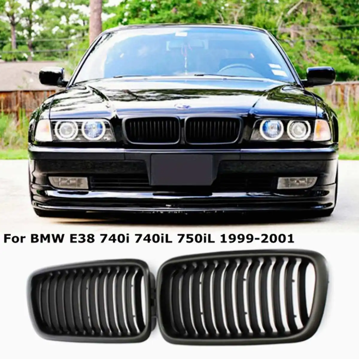 Для BMW E38 740i 740iL 750iL 4Dr 2000 2001 замена Стайлинг автомобиля гоночные грили матовая