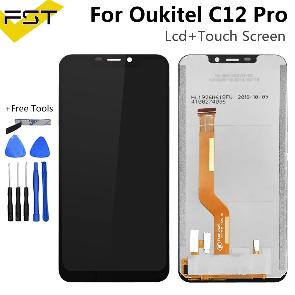 Черный 6,18 ''для Oukitel C12 Pro ЖК-дисплей+ сенсорный экран дигитайзер сборка запасные части+ Инструменты+ клей