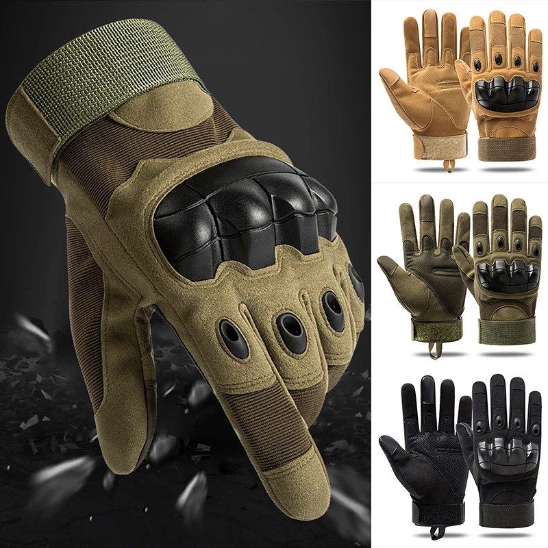 Mens Military Tactical Full Finger Gloves Hard Knuckle Gloves Paintball Airsoft 