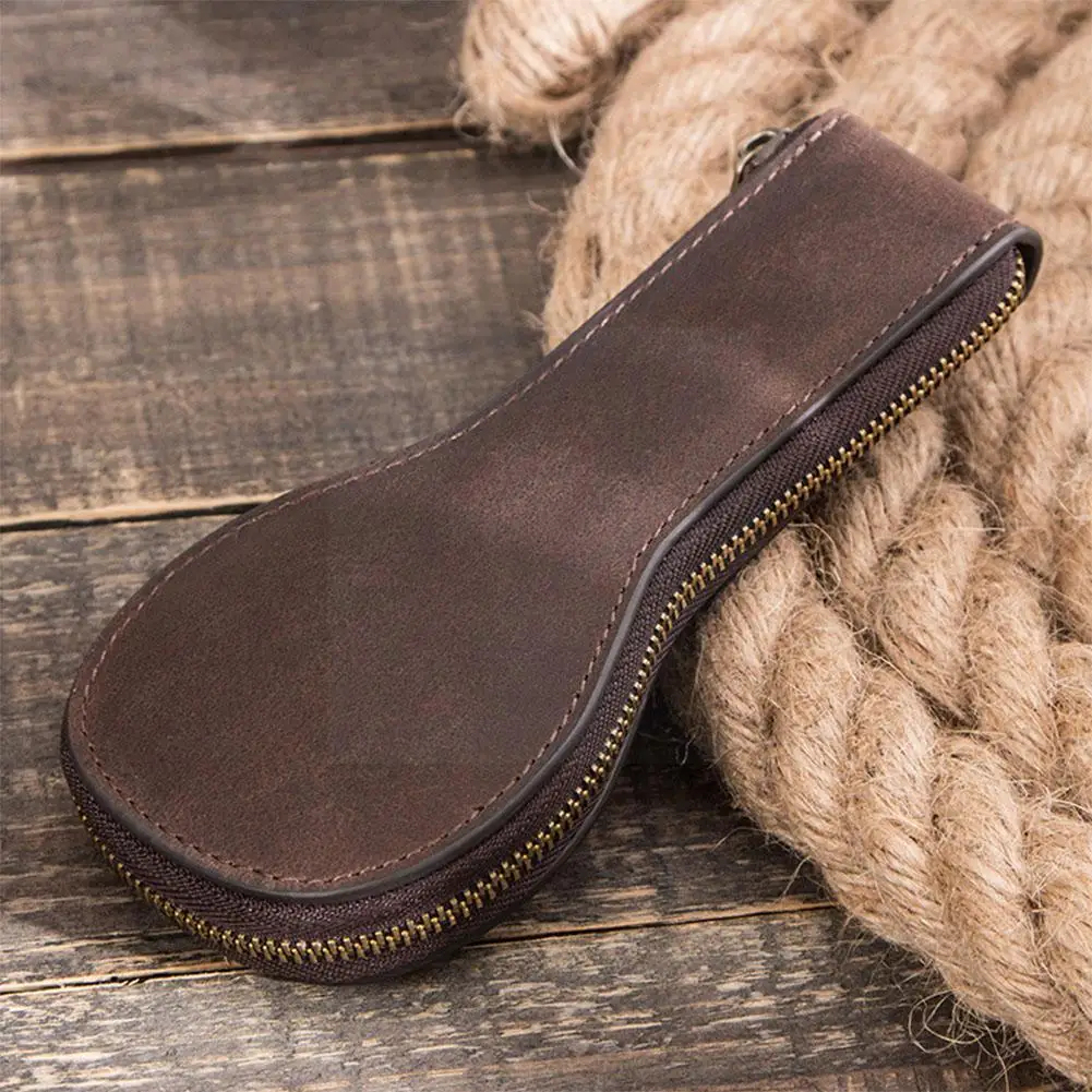 Retro Soft Leather Watch Box Luxury Handmade 1 Slot Zipper Bag P Brown Travel Portable Pouch With Orga S3t1 | Наручные часы