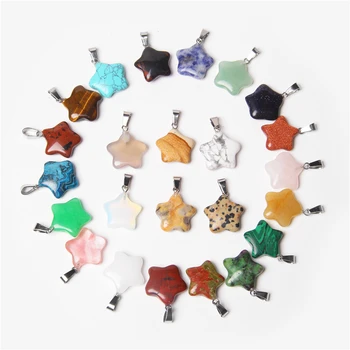 

wholesale 30pcs/lot fashion bestselling assorted natural stone star shape charms pendants for DIY jewelry making free shopping