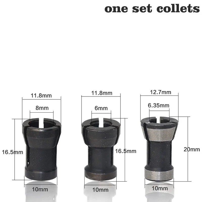 

3pcs/set 6.35mm/8mm/6mm collet chuck High Precision Converter adapter Engraving Machine CNC Router Bit Tool Holder Accessorie