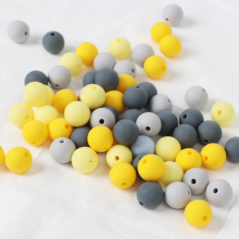 TYRY.HU 50pcs/lot Food Grade Silicone Beads 12/15mm Round Pearl Silicone Baby Teether Toy Silicone BPA Free DIY Nursing Necklace - Цвет: a