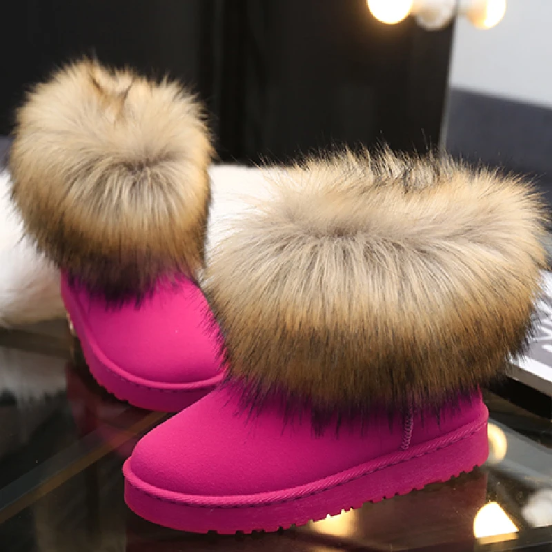 Gran oferta Caliente de piel de las mujeres botas de invierno botas de nieve de las mujeres 2020 de moda negro punta redonda Casual Slip en botas de mujer de gran tamaño DolGYm7Gq1J