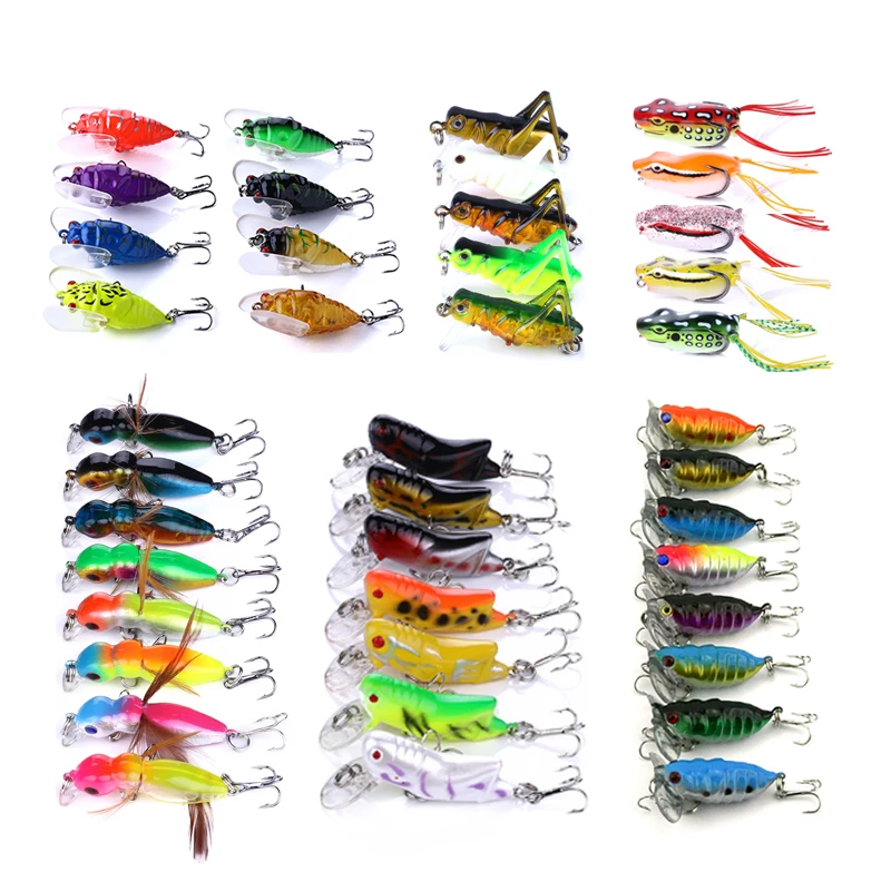 floating top water Insect Lure Set Mixed Isca artificial Hard Bait Cicada Crankbait Frog Fly Fishing lure Wobblers Pesca | Спорт и