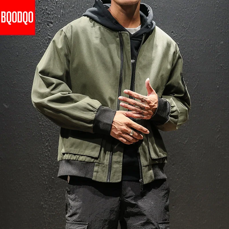 Military Bomber Jacket Men Oversized Baseball Collar Black Army Green Cotton Autumn Coats Male Fashion Streetwear Casual Jackets Military Bomber Jacket Men Oversized Baseball Collar Black Army Green Cotton Autumn Coats Male Fashion Streetwear Casual Jackets