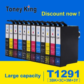 

Toney Kiny 12 pcs Cartridge T1291 T1292 T1293 T1294 Compatible For Epson Workforce WF-7015 7515 7525 3010DW 3520DWF Printer