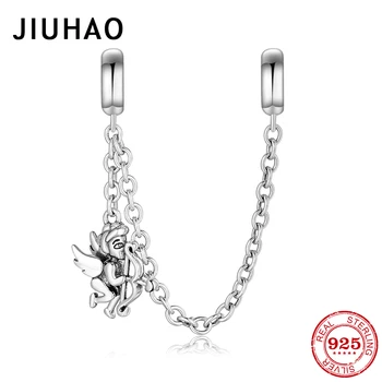 

High quality 925 Sterling Silver Cupid Eros Silicone round shape Safety Chain Fit Original fine Charm Bracelet Jewelry making