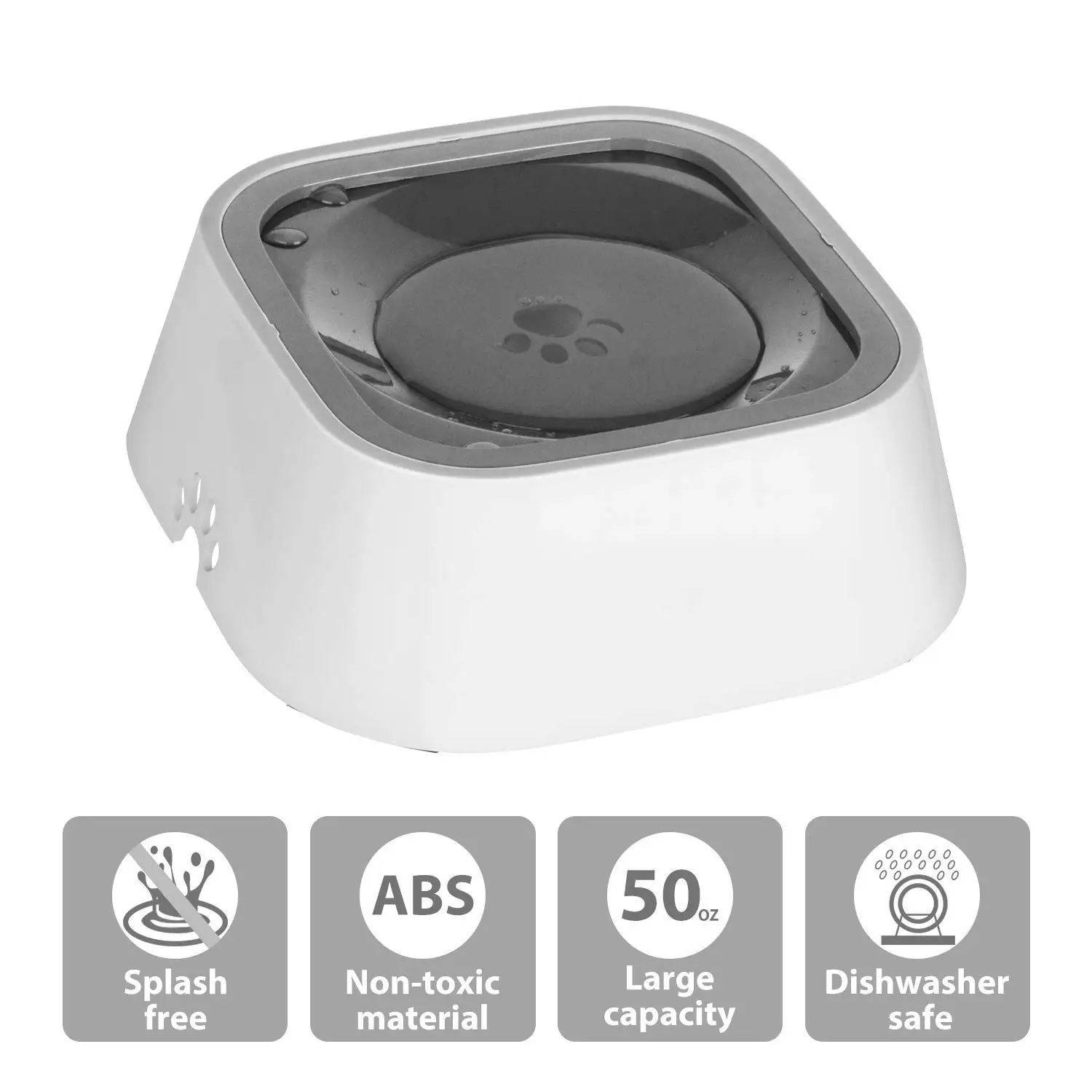 Non Spill Pet Water Bowl 1.5L Floating Eco-Friendly Dog Cat Water Bowl Food Container Shallow Drink Hole PW039