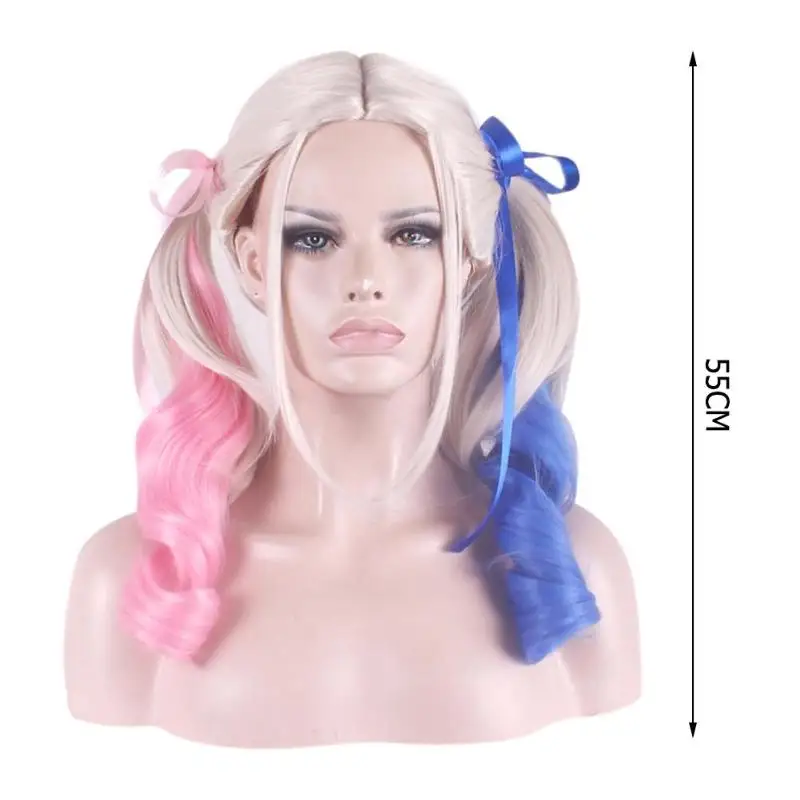 Длинный Плетеный парик для косплея для женщин из синтетического волокна Омбре синий розовый белый костюм парики из натуральных волос для