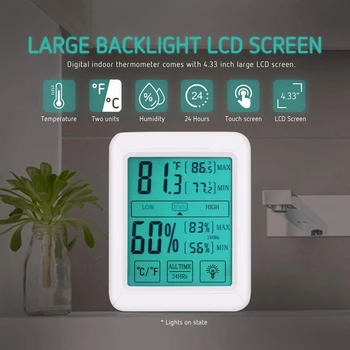 

Digital Indoor Thermometer & Hygrometer with Humidity Guage, Accurate Temperature Humidity Monitor Meter with Press LCD Backligh