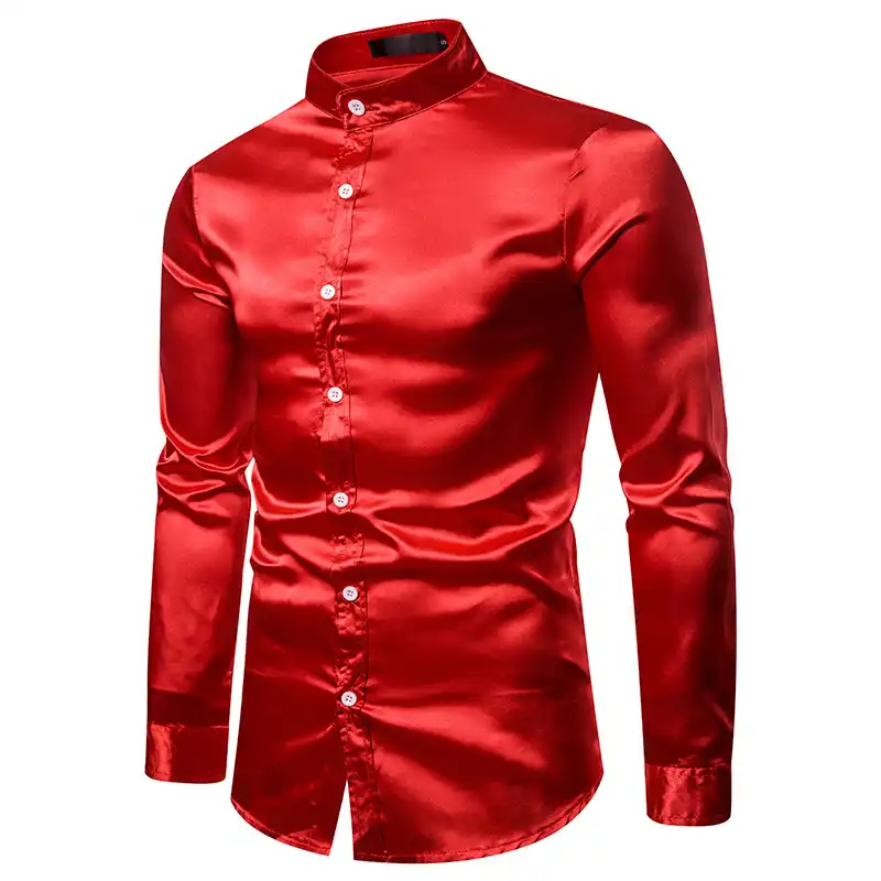 mens slim fit satin shirt
