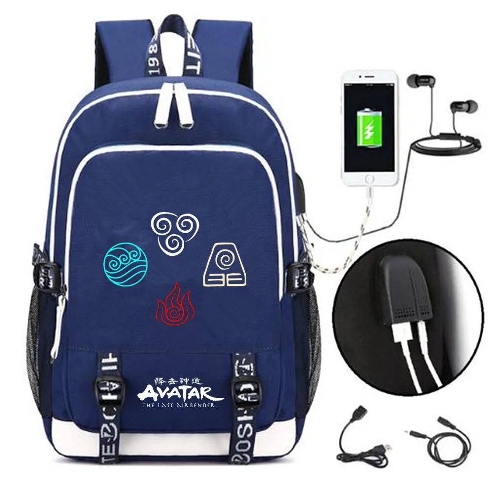 Тканевый рюкзак Avatar The Last Airbender школьная сумка с USB зарядкой Детская музыка