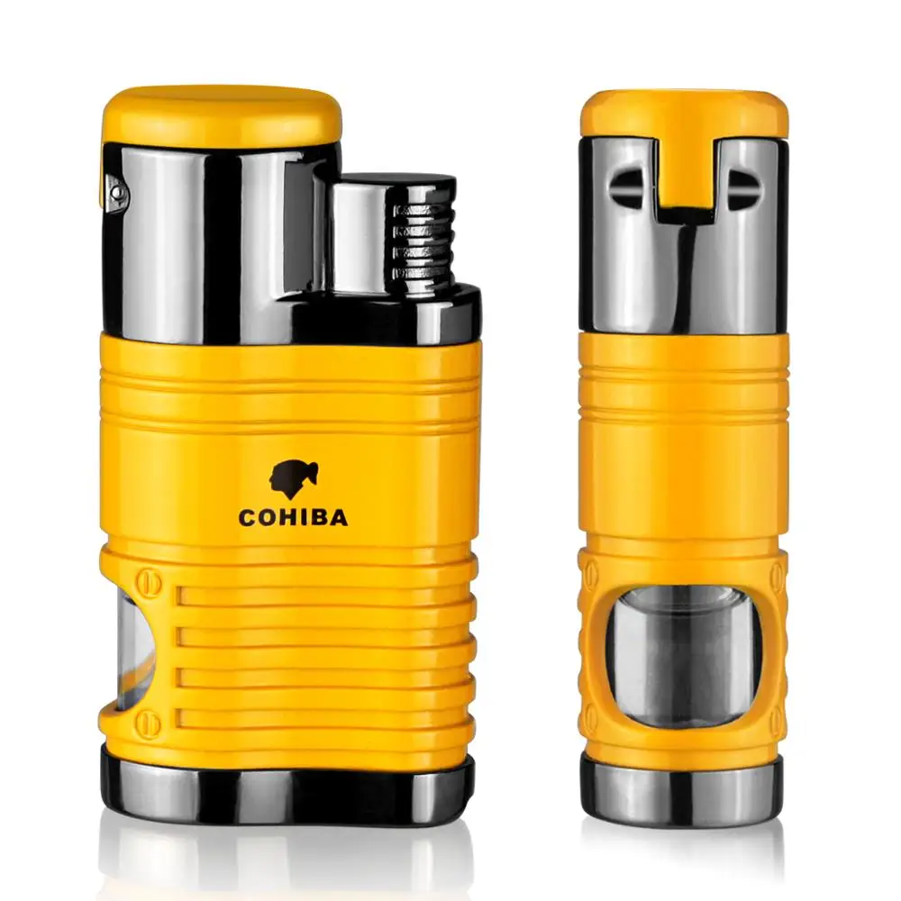 Зажигалка Cohiba для сигар сигарет табака 4 фонарь струйное пламя многоразовая с