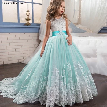 

Vestidos de primera comunión new lace applique ALine turquoise lavender pink mint green burgundy flower girl dresses for wedding