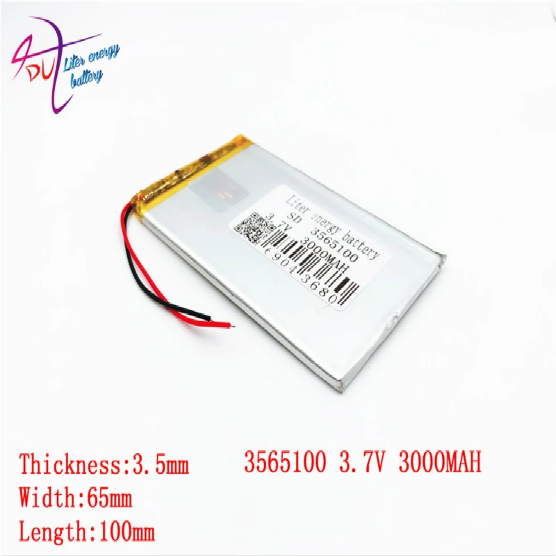 

5pcs/lot 3.7V lithium polymer battery 3565100 seven inches tablet 3000mah cool can instead of 3.5*65*100 free shipping