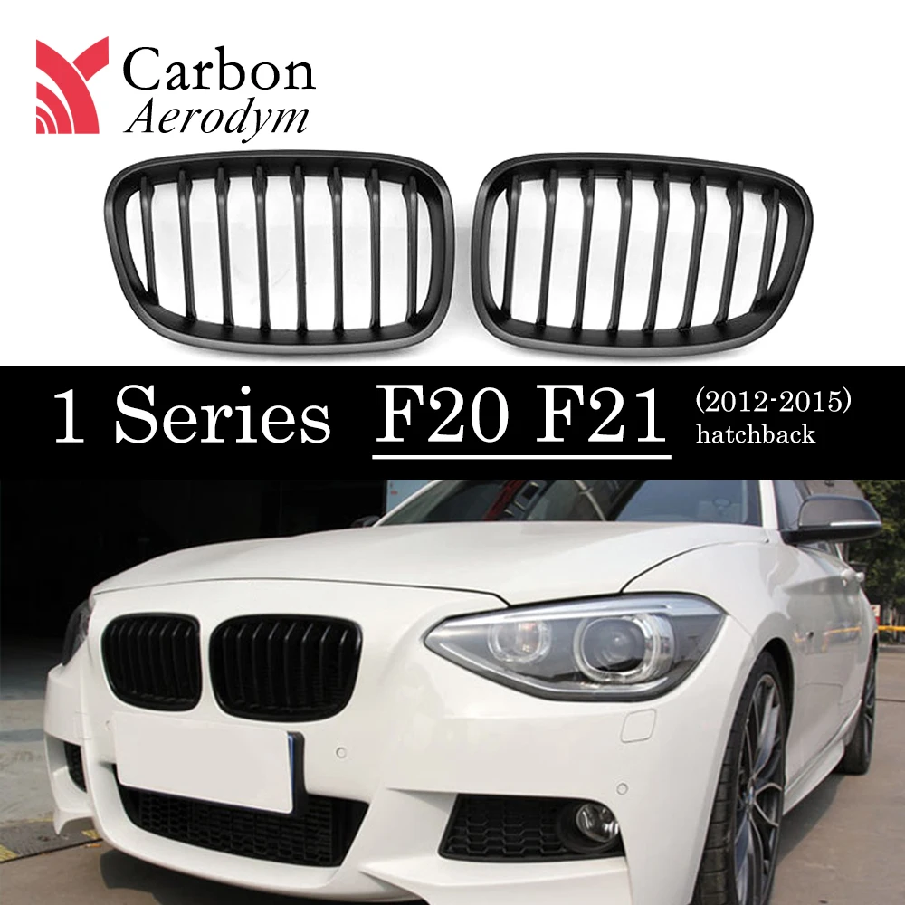 

For BMW 1 Series F20 F21 Kidney grill pre- LCI 2012- 2015 Matt Black Double Slat Line Single Line Front Racing Grille