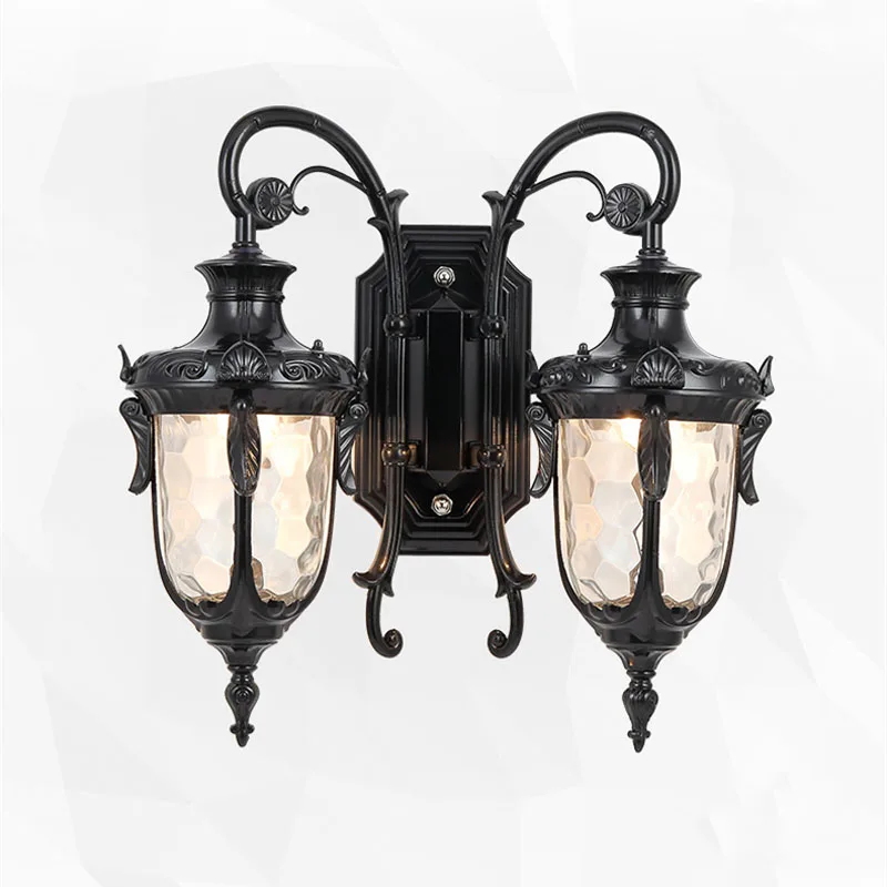 Double Heads Outdoor Waterproof Wall Lamp European Retro Villa Exterior Wall Entrance Balcony Corridor Courtyard Wall Lamp 3