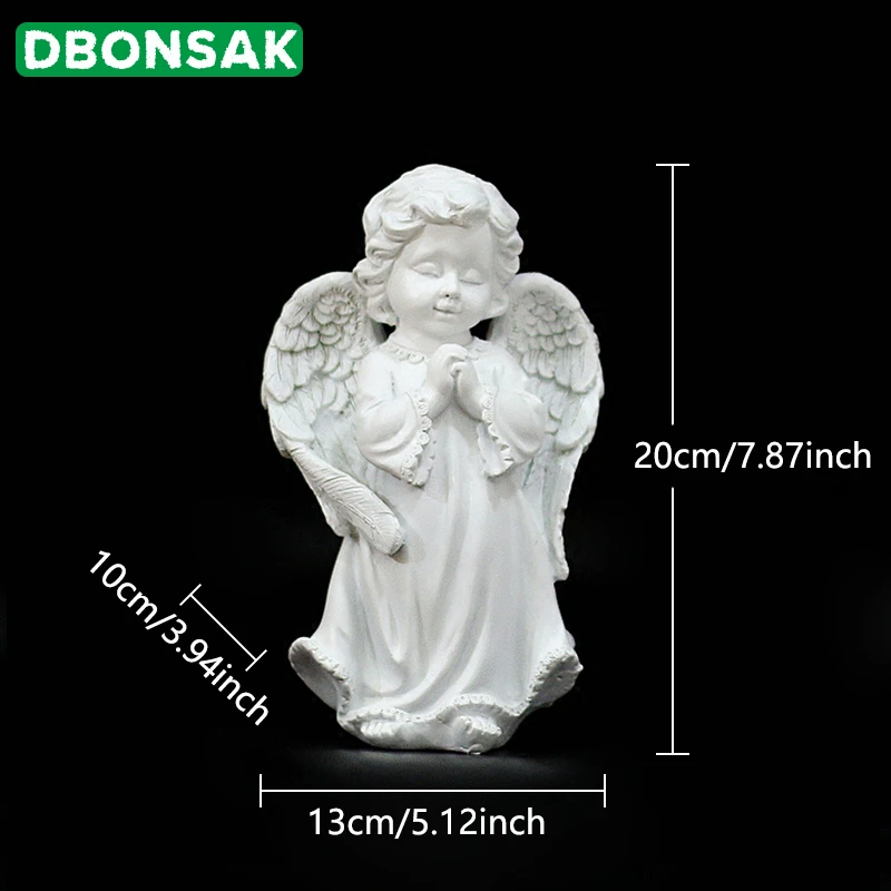 樹脂製の天使の彫刻,祈りの天使の装飾品,屋外の庭の風景,別荘公園,子供
