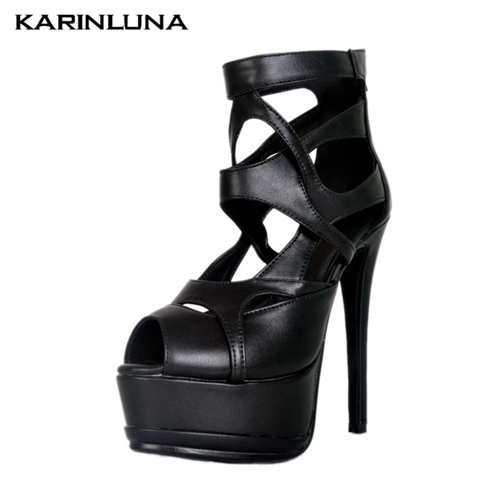 

Karinluna 2019 Brand Big Size 47 Platform Thin High Heel Shoes Women Party Sexy Summer Gladiator Sandals Woman Shoes 2019