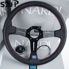 Универсальные автомобильные аксессуары 14 дюймов ND кожа авто гоночный руль глубокий кукурузный Дрифтинг спортивный руль с логотипом