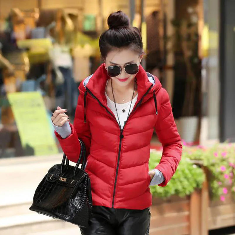 Red with hood Зимняя куртка, пальто, пуховая куртка высокого качества, зимняя куртка, пальто для женщин, Casaco, Женский Большой пуховик, Женская парка, верхняя одежда - Цвет: Red with hood