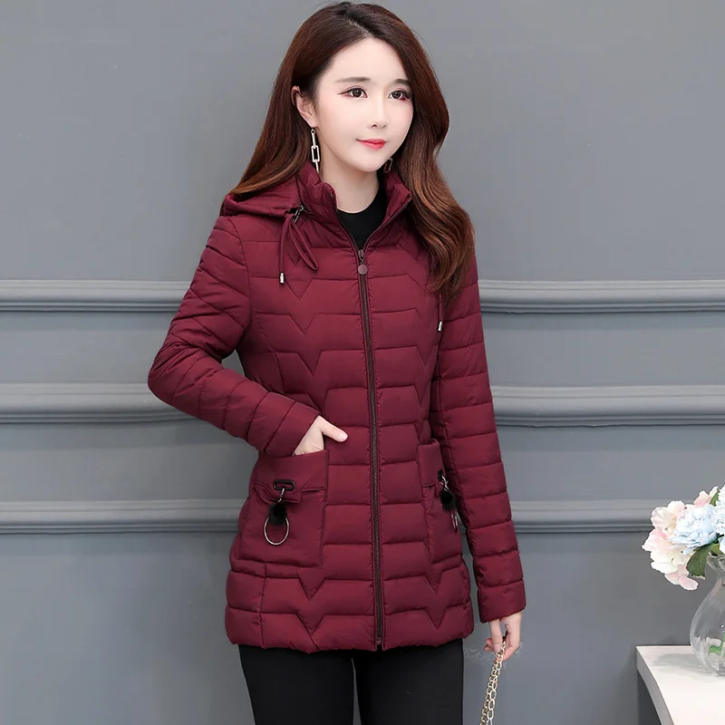 

Short Simple Fashion Warm Cotton-padded Clothes 2019 Autumn New Style Korean-style Long Sleeve Hooded Slim Fit Warm Cotton Coat