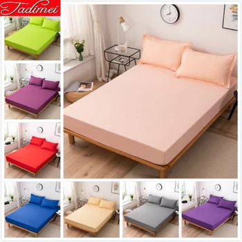 

Pure Color Kids Boy Girl Fitted Sheet Pillowcase Set Mattress Cover with Rubber Elastic 120x200 150x200 180x200 180x220 200x220