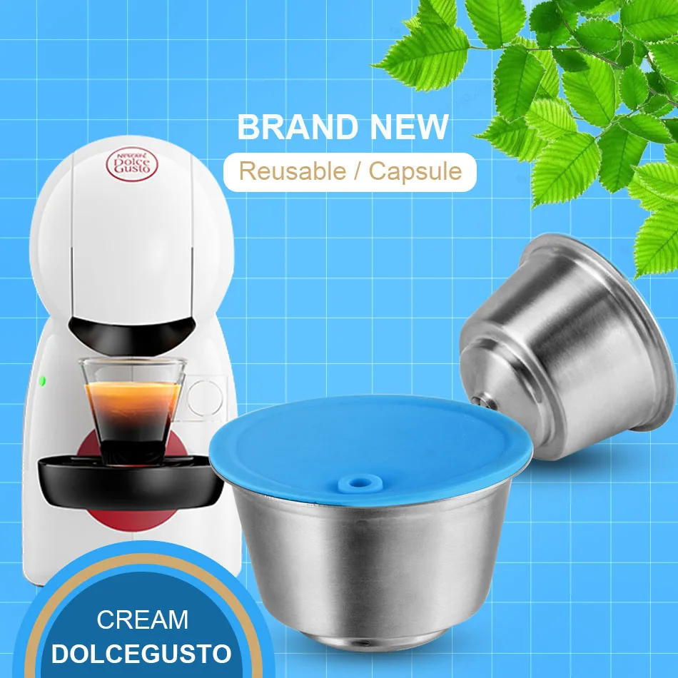 Big Deal Cápsula de café Dolce Gusto reutilizable, carcasa de metal de acero inoxidable, compatible con la máquina de Nescafé, gotero para filtro rellenable QLX1m7J9G