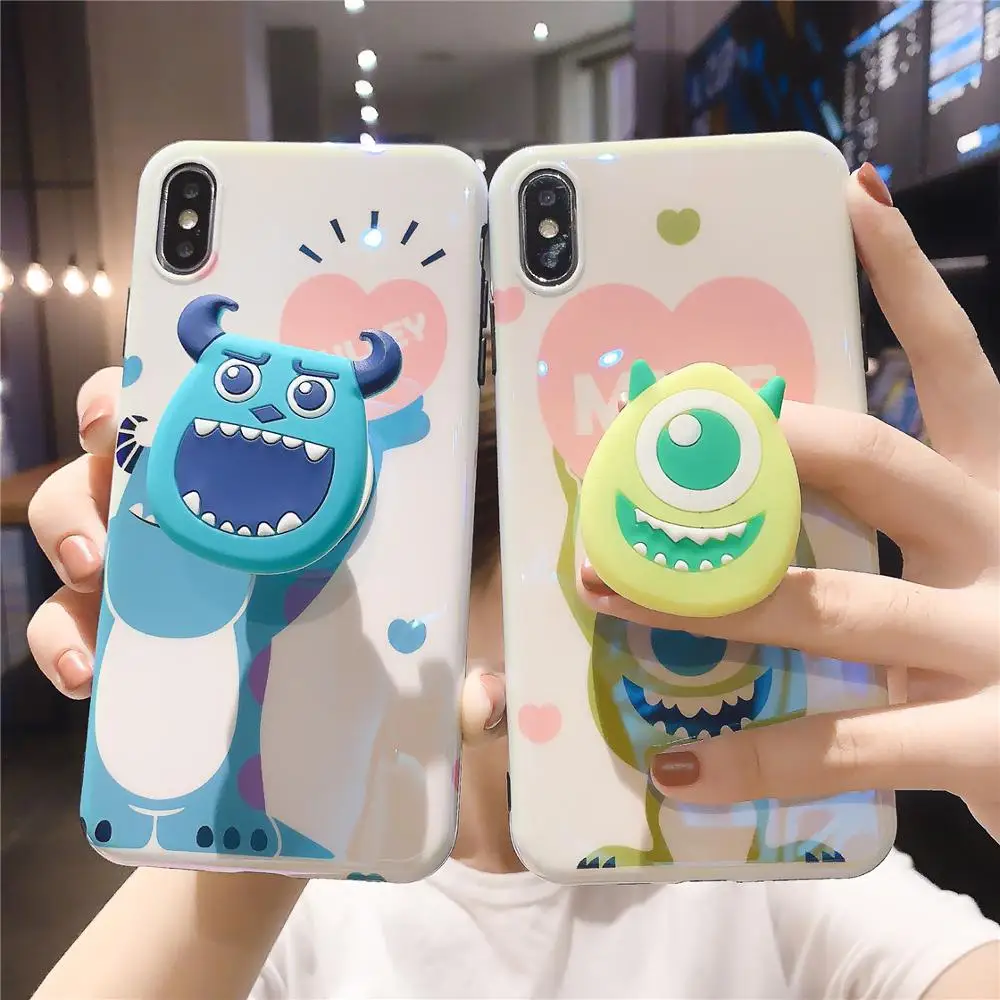 

Funny Cartoon Cute Lovely Girly Couple Phone Case For iPhone X 8 7 6 6s plus XS11 Pro Max XR Grip Holder Stand Back Cover Coque