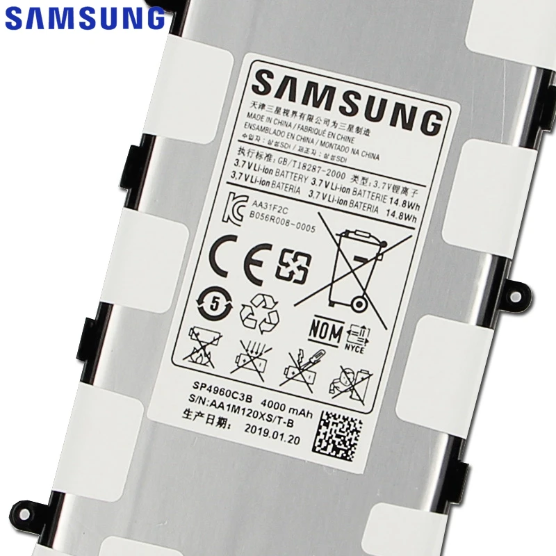 Сменный аккумулятор samsung SP4960C3B для Galaxy Tab 7,0 Plus P6200 P6210 P3110 P3100 GenuineTablet аккумулятор 4000 мАч