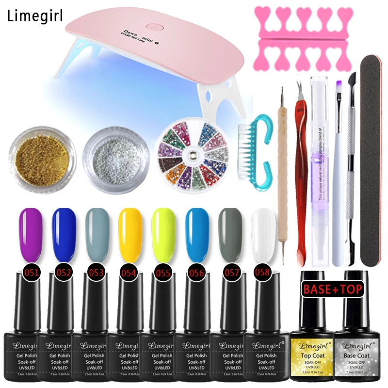 Set 9 Limegirl полный набор ногтей для маникюра с УФ светодиодный лампой 36 Вт поли гель набор для маникюра ногтей 7,5 мл УФ набор гель-лаков для ногтей Инструменты 31 шт - Цвет: Set 9