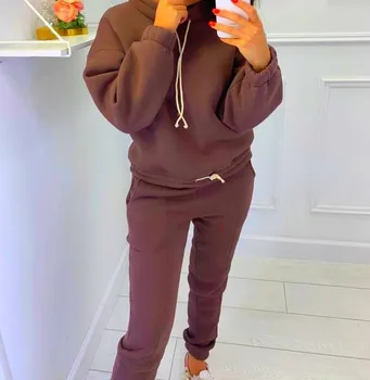 

Oeak Long Sleeve Suit Women's Home Set Hooded tracksuit Pant and Crop Tops Women's Two Piece Jogging sets autumn winter 2020